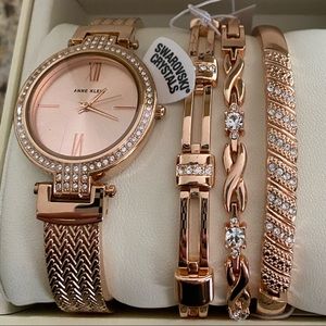 Anne Klein Women's Premium Crystal Watch/Braclets